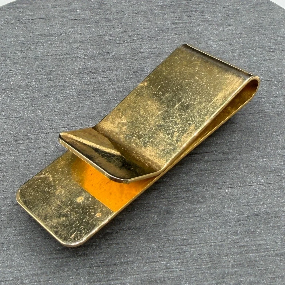 Gold Tone Classic Car Money Clip Raised Automobile Motif Collectible Mens Gift